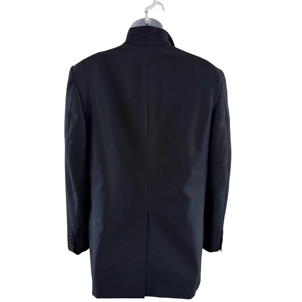 Hickey Freeman Suit Jacket Mens 39R Dark‎ Navy Gray Geometric Canterbury Blazer